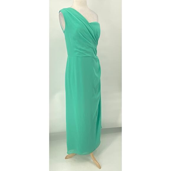 After Six Gown One Shoulder Draped Maxi Dress Sweetheart Gathered Turquoise 8 - Picture 8 of 10